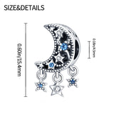 New Silver Color Fits Original Pandach Bracelet Necklace Starry Sky Series Moon Shaped Beads Woman DIY Fashion Jewelry Pendants