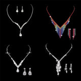 Graduation gift  Exquisite crystal bridal jewelry necklace set flashing crystal earrings earrings wedding banquet necklace earrings set ladies