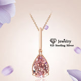 Christmas Gift Pendants For Women Water Drop Cubic Zirconia Pink Necklace Pendant Bridal Wedding Fine Jewelry No Chain CCN285