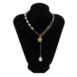 Goth Pearl Choker Necklace Gold Color Lasso Pendants Women Jewelry Neck Chain Necklace Chocker Collar For Girls Kpop