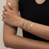 AVEURi 2023 Vintage Hip Hop Imitation Pearl Chain Beads Bracelets Punk Gold Silver Color Circle Snake Chain Bracelet Sets Boho Jewelry