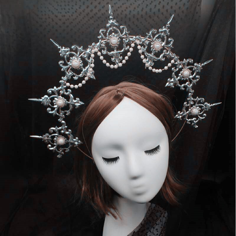 DIY Material package Gothic Halo Crown Headband Gorgeous Vintage Church Mary Baroque Tiara Headwear Lolita Virgin Headpiece