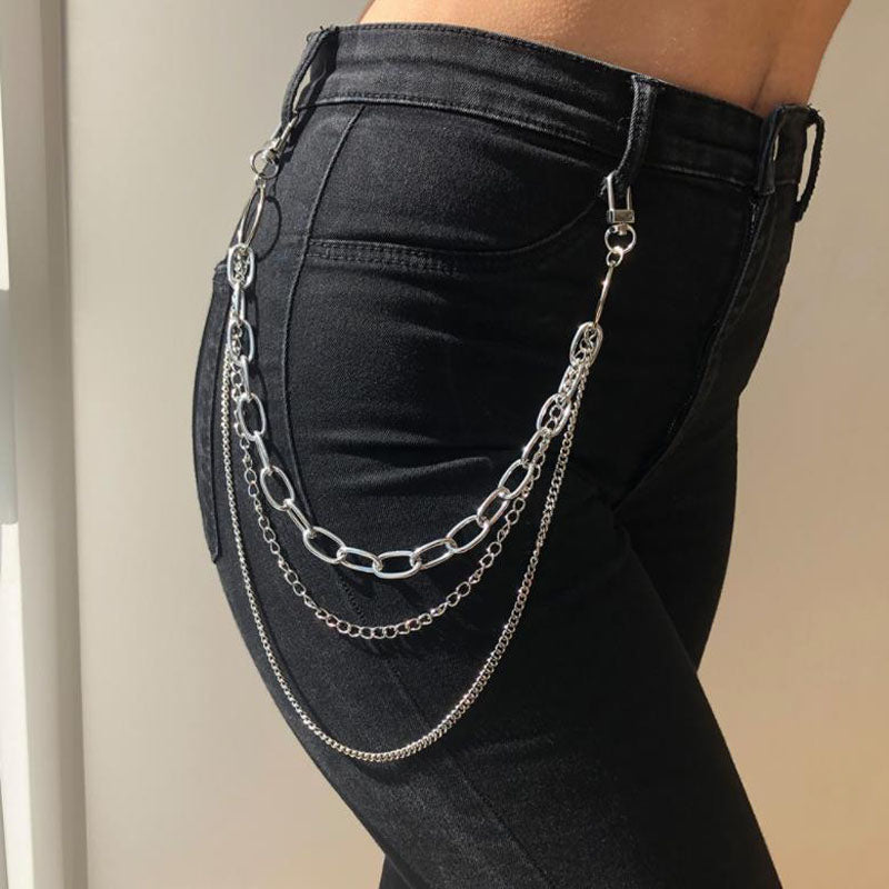 Punk Multi-layer Chain On The Jeans Pants Women Keychains for Unisex Egirl Harajuku Clothing Aesthetic Accessories