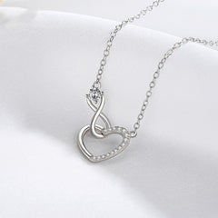 Women 925 Sterling Silver AAA Zircon Diamond Love Heart Necklace Clavicle Chain Fine Jewelry Engagement Gift