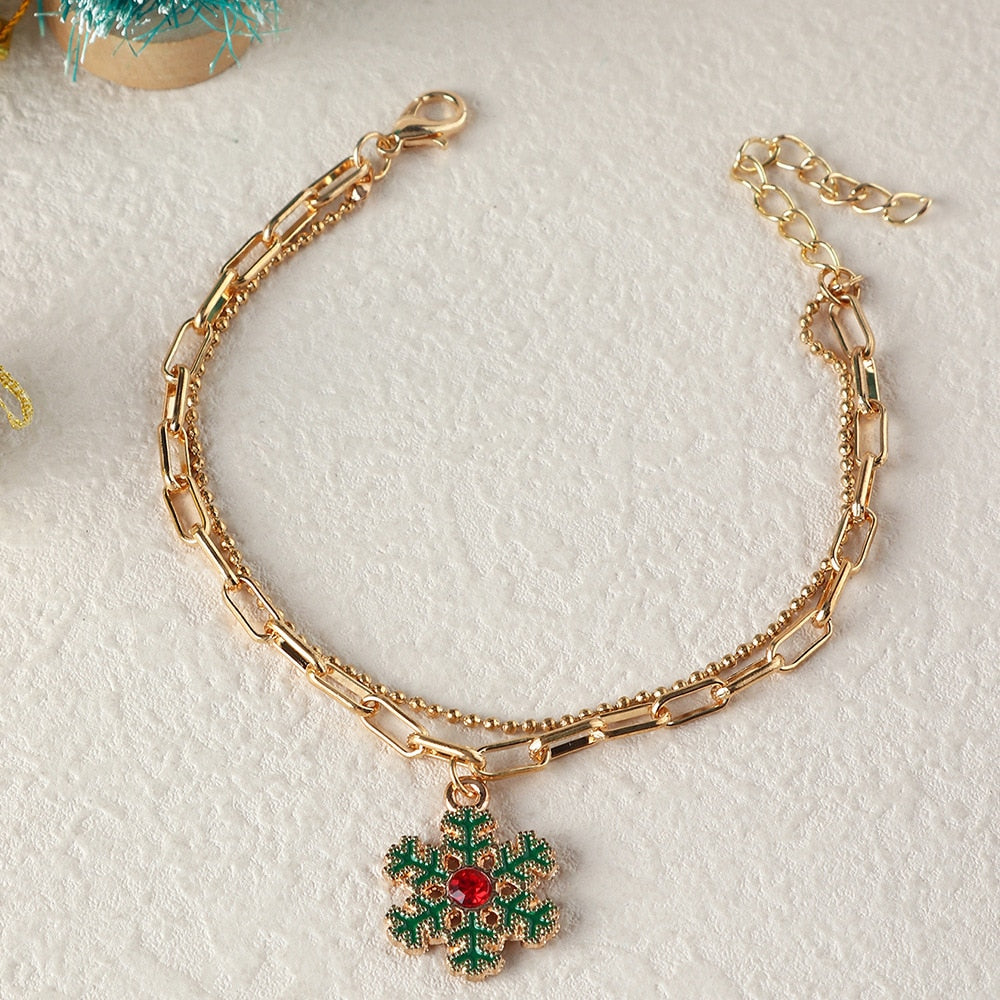 Christmas Gift New Arrival Geometric Alloy Bracelet Bangle Womens Ethnic Christmas A Snowman Snow Pendant  Bracelet Bangle Jewelry for Girls