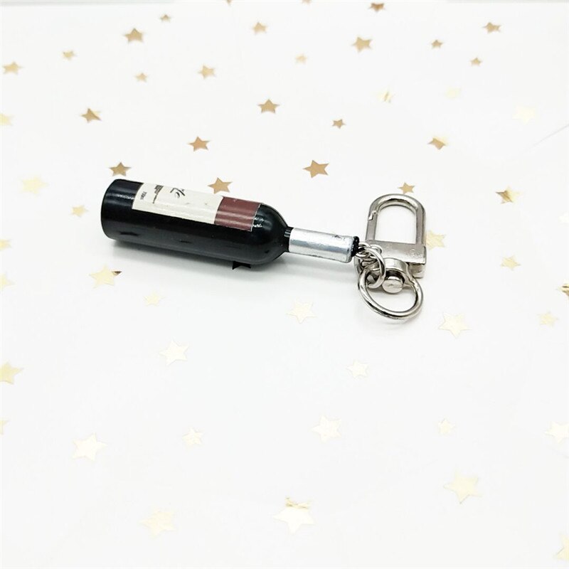 Aveuri Simple Funny Imitation Wine Bottle Keychain Fashion Tiny Earphone Cover Pendant Bag Accessory Key Chain Best Friend Gift Jewelry