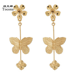 Aveuri Elegant Pretty Flowers Dangle Earrings for Women Fashion Lovely Butterfly Drop Earrings Jewelry Accessories 9140