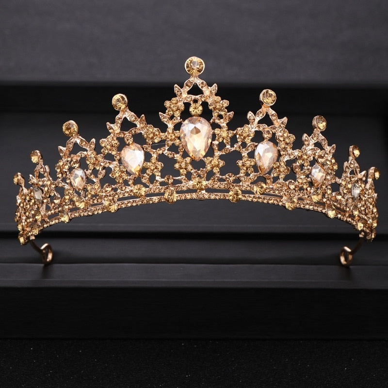 Aveuri  Wedding Crown Hair Jewelry Bridal  Hair Accessories Women Baroque Crown Rhinestones Crystal Tiaras Bride QueenParty Crowns Gift