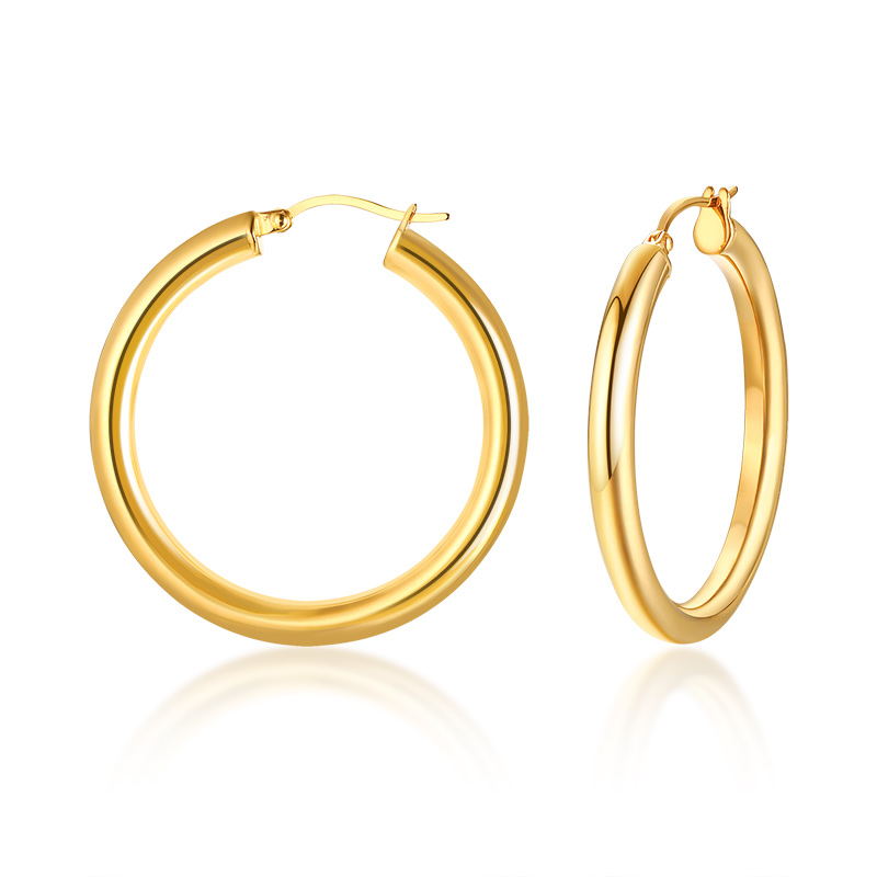 Aveuri Geometric Huggie Hoop Earrings for Women Gold Filled Stainless Steel Medium Thick Charm Bohe Female Cartilage Piercing