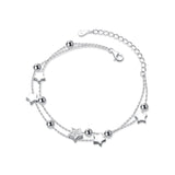 Christmas Gift alloy Double Layer Zircon Star Round Bead Charm Bracelet&Bangle For Women Elegant Jewelry Pulseras sl220