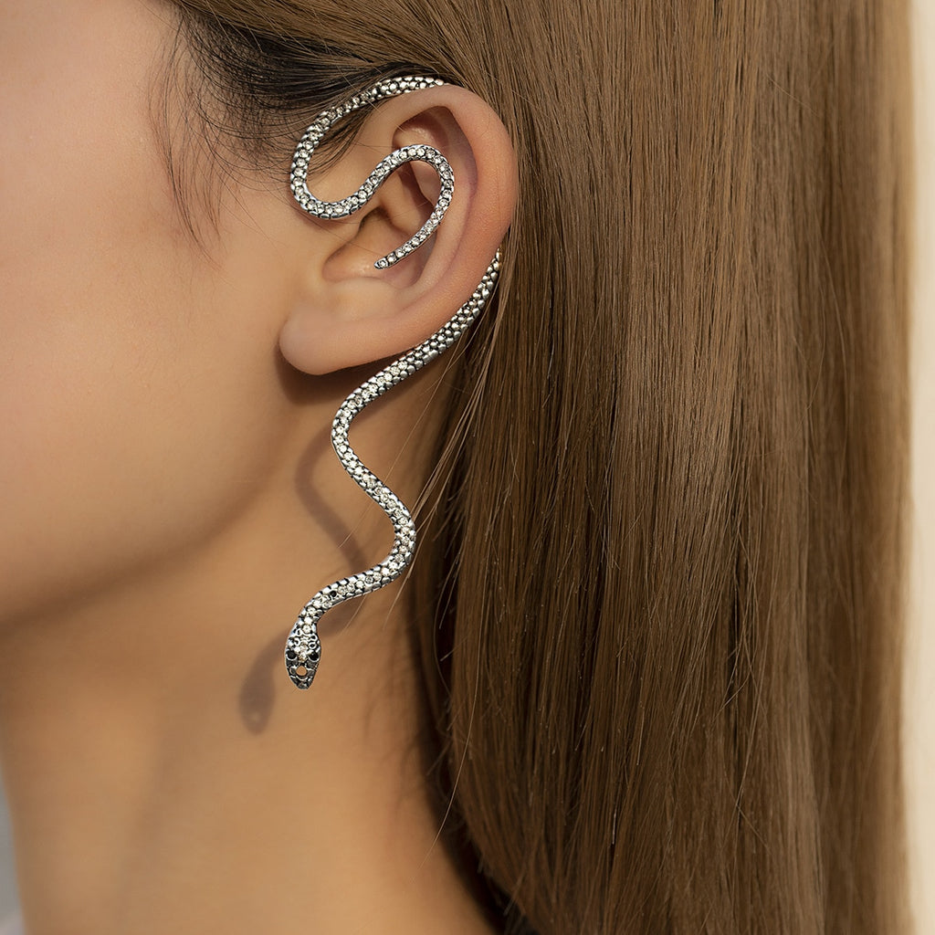 Back to college 2023 Punk Snake Clips On Earrings For Women And Men Vintage Silver Ear Bone Clip Design Trend Geometric Clip Ear Hook Accessories