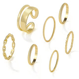 Aveuri 2023 10pcs Punk Gold Wide Chain Rings Set For Women Girls Fashion Irregular Finger Thin Rings Gift Female Knuckle Jewelry Party