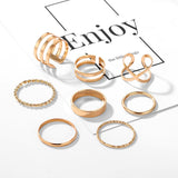 Aveuri 2023  Punk Fashion Rings For Women Men Gold Silver Color Ring Set Hiphop Simple Finger Rings Jewelry Party