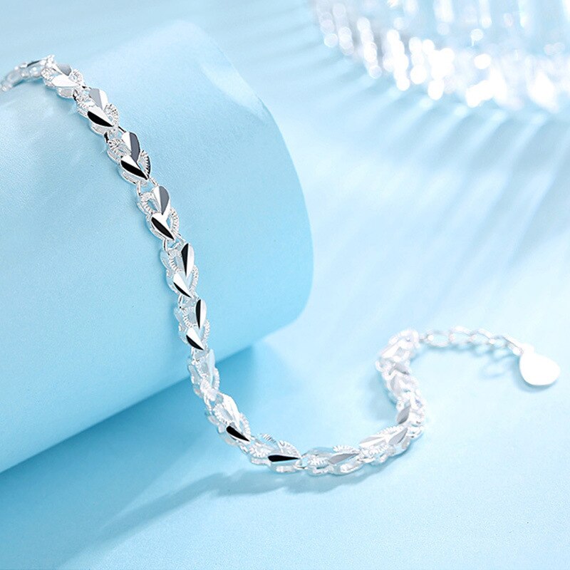 Christmas Gift Heart Charm Bracelet &Bangle Handmade Party Wedding Jewelry For Women Girls sl175