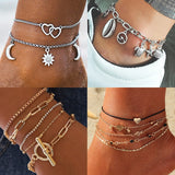 Vintage Ankle Bracelets for Women Simple Heart Love Anklets for Women Beach Charm Boho Accessories Mujer Leg Foot Jewelry