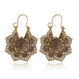 Graduation gift Aveuri Vintage Ethnic Earring Geometric Antique Silver Color Gold Hollow Flower Drop Earring Piercing Earring Statement Jewelry