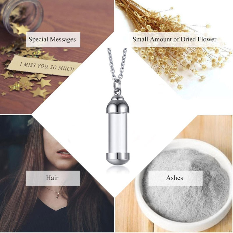 Openable Glass Vial Necklace Women Pendant Memorial Ash Bottle Cremation Pet Urn Jewelry