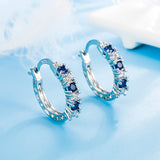Christmas Gift New Fashion Classic Simple Creative Colorful Zircon Earrings for Women Trend Luxury Blue CZ Wedding Birthday Party Jewelry Gifts