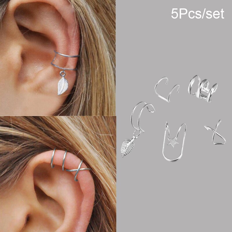 Fashion Simple Design Gold Clip Earrings for Women Non-Piercing Puck Rock Vintage Fake Cartilage Ear Cuff Trendy Jewerly Gifts