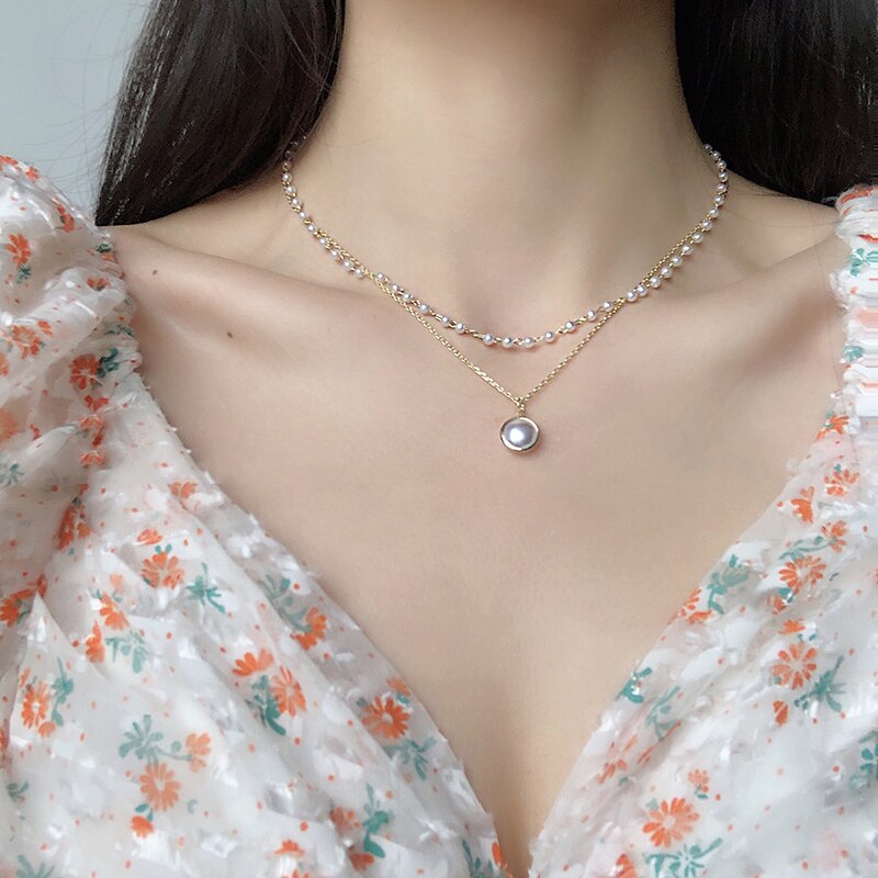 Vintage Wedding Pearl Choker Necklace For Women Geometric Gold Silver Beads Pendant Necklaces Jewelry Statement Collier 2023