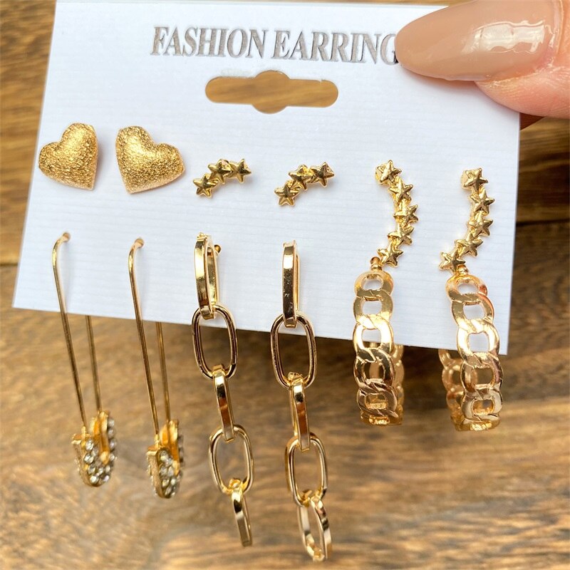 Aveuri Christmas Gift EN Vintage Gold Hoop Earrings Set for Women Girl Pearl Circle Hoop Earring Big Piercing Brinco Fashion Jewelry 2023 New Gifts