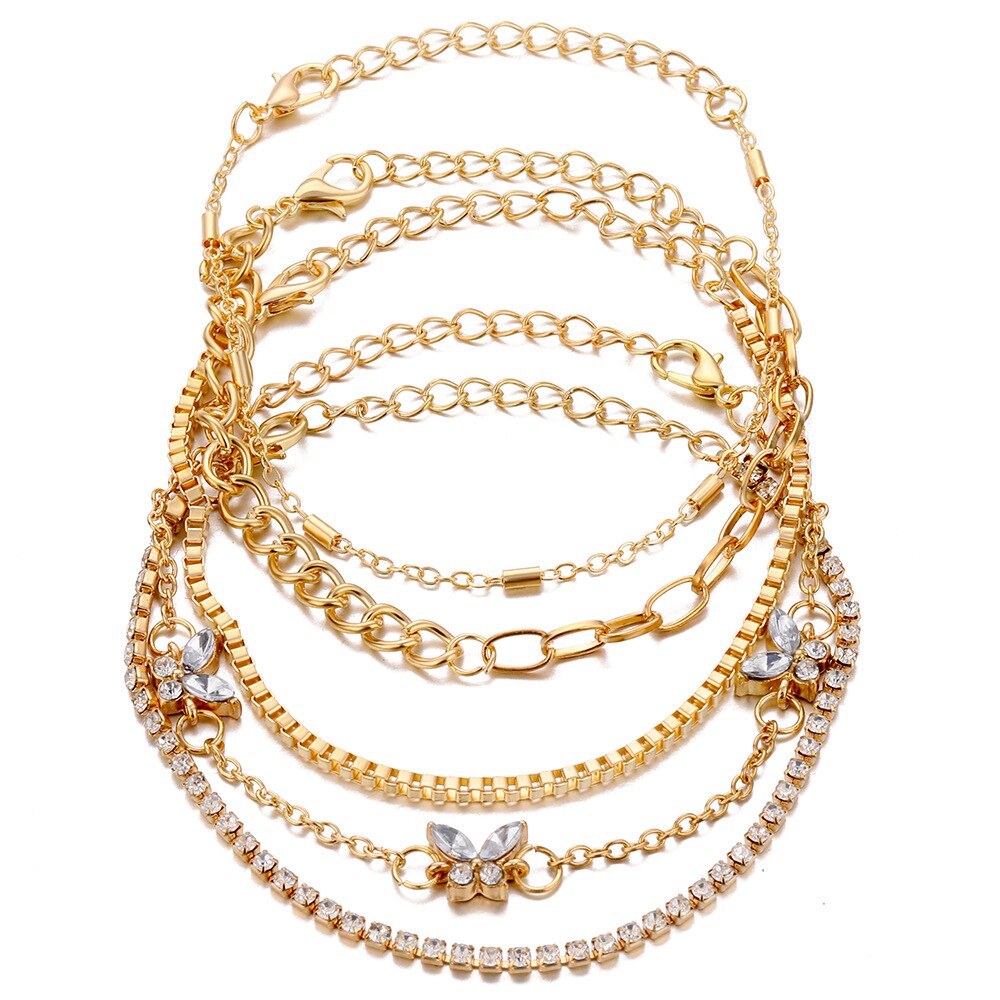 AVEURi 2023 Elegant Wedding Flower Charm Bracelets For Women Girls Punk Fashion Gold Silver Color Cuff Bangle Bracelet Sets Jewelry