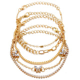 AVEURi 2023 Elegant Wedding Flower Charm Bracelets For Women Girls Punk Fashion Gold Silver Color Cuff Bangle Bracelet Sets Jewelry