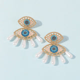Aveuri Trendy Imitation bead Evil Eyes Shape Drop Earrings For Women Vintage Statement Dangle Earrings Jewelry