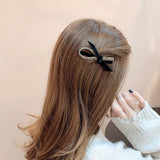 Aveuri 2022 Simple Temperament Dazzling Irregular Hairpin New Velvet Bow Bangs Clip Headdress Girl Retro Duckbill Clip