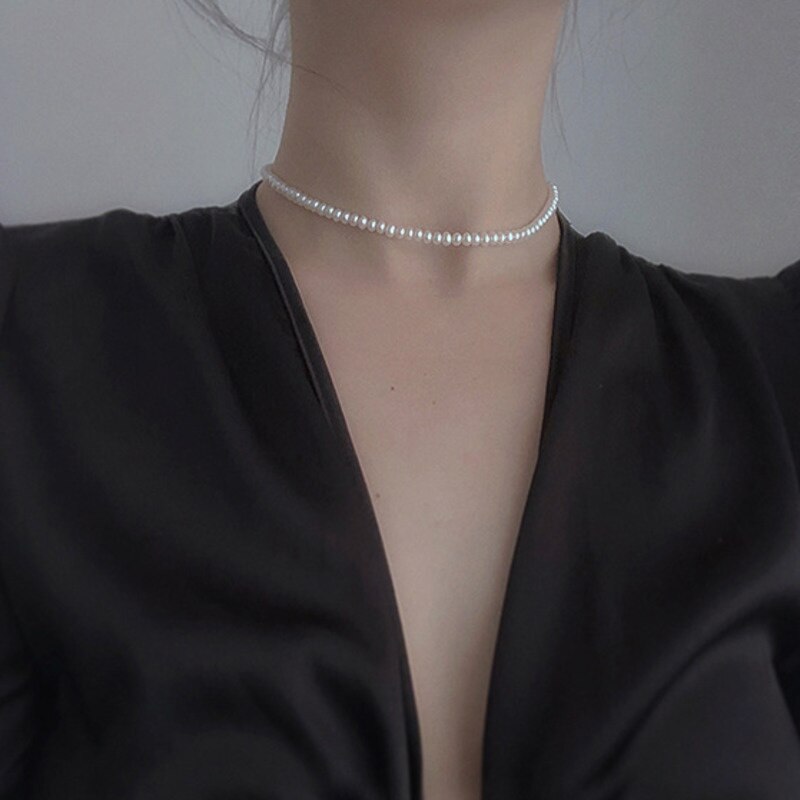 Vintage Wedding Pearl Choker Necklace For Women Geometric Gold Silver Beads Pendant Necklaces Jewelry Statement Collier 2023