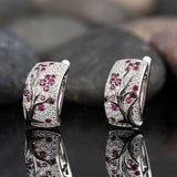 Aveuri Ethnic Pink Wintersweet Zircon Earring Stud Plum Blossom Clip Earrings For Women's Jewelry Gift