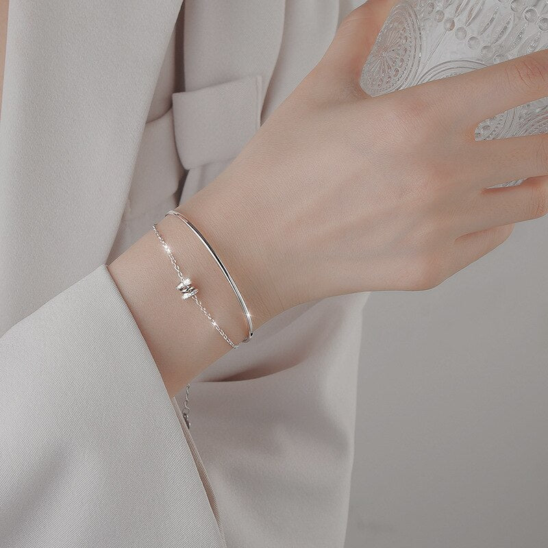 Christmas Gift alloy Double Layer Zircon Geometric Bead Bracelet&Bangle For Women Elegant Wedding Jewelry Pulseras sl080