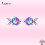 AVEURI  New Color Happy Fish Animal Ear Studs for Women Exquisite Zircon 100% alloy Earrings Trendy Jewelry GXE1028