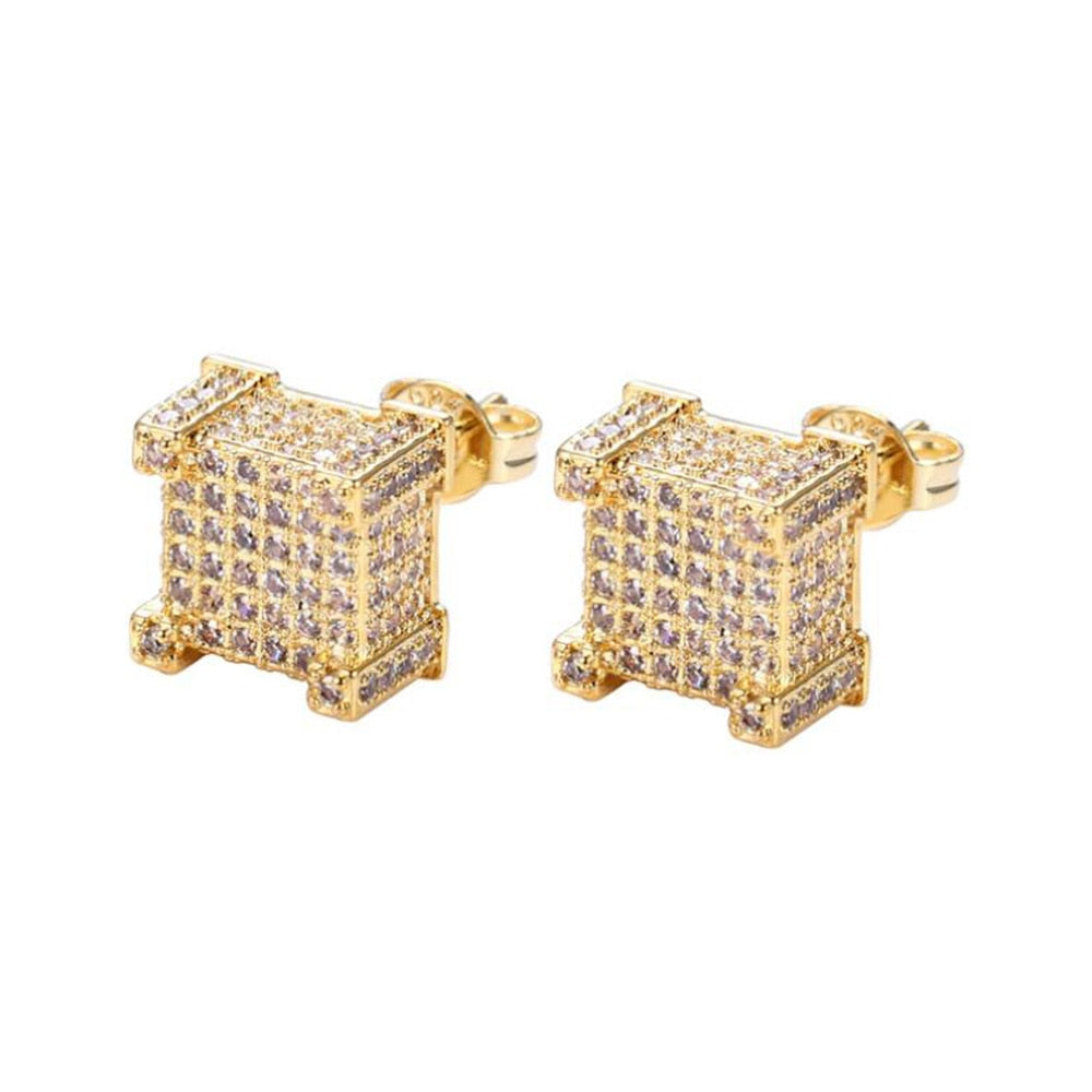 Aveuri Luxury Women's Square Zircon Stone Hip Hop Stud Earring Jewelry Accessories For Man Women Gift