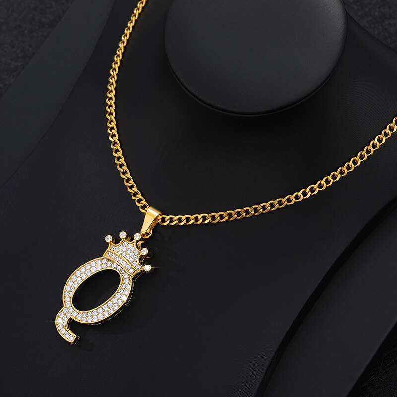 Aveuri Crown Big Letter Necklace For Women Men Initial Alphabet Charm Chain Choker Pendant 60CM Necklace Jewelry Gift Collier