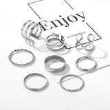 Aveuri 2023  Punk Fashion Rings For Women Men Gold Silver Color Ring Set Hiphop Simple Finger Rings Jewelry Party
