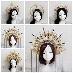 Lolita Tiara Crown Headband DIY Material Package Halloween Vintage Sun Goddess Baroque Halo Headpiece Parts