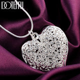 Aveuri Alloy 18-30 Inch Carved Heart Pendant Snake Chain Necklace For Women Fashion Wedding Party Charm Jewelry