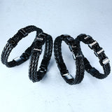 Black Braided Leather Bracelet With Name Personalized Custom Beads Bangle Bracelet For Men Husband Family Gifts