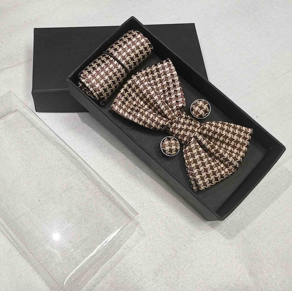 Bowtie Set For Men Tie Set With Pocket Square Cravat Cufflinks Party Wedding Bow Ties For Men Gift Box Packing Necktie Cufflinks