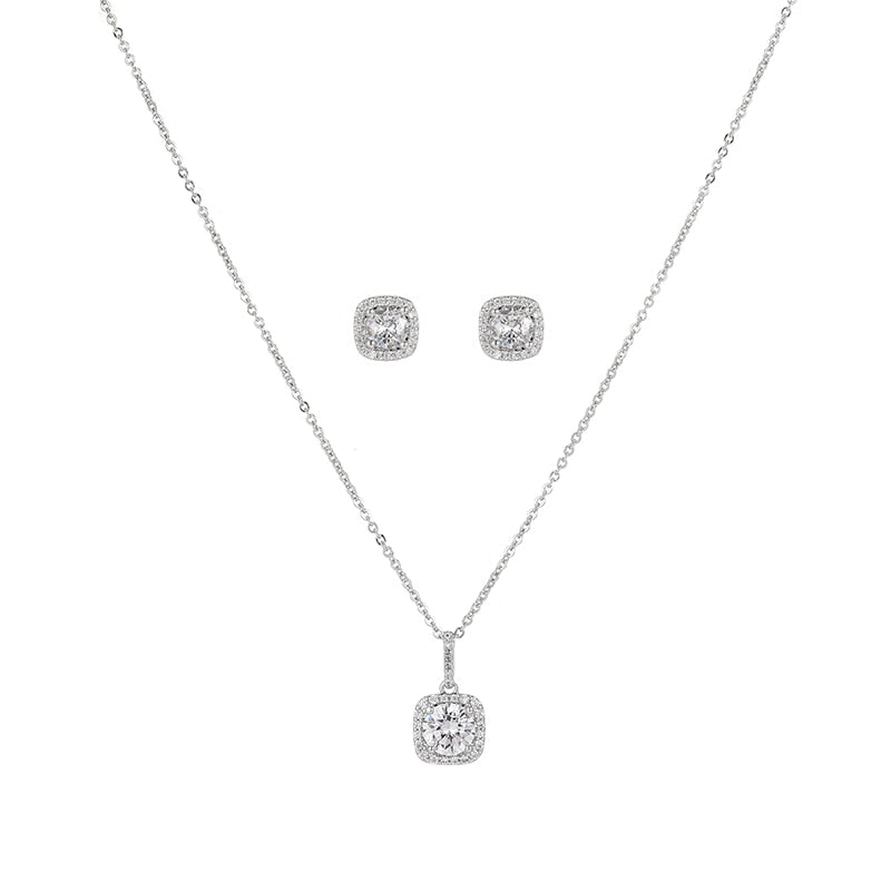 Christmas Gift New Shiny Zircon Necklaces Set Circle CZ Zirconia  Pendants Gift For Women Choker NK114/ER036