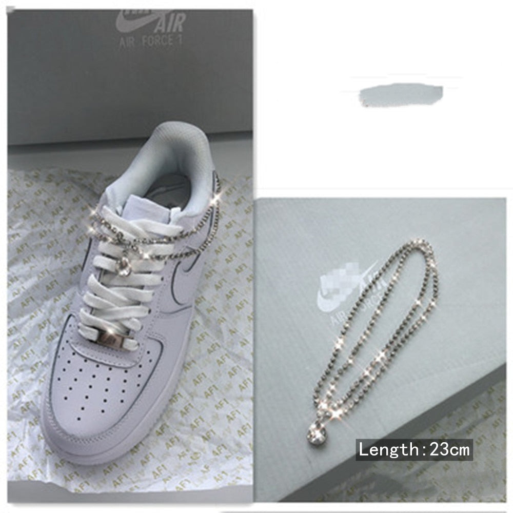 Aveuri DIY Shiny Rhinestone Long Tassel Sneakers Boot Shoe Chain Shoelaces Hip-Hop Jewelry Luxury Crystal Anklet Chain Shoe Accessories