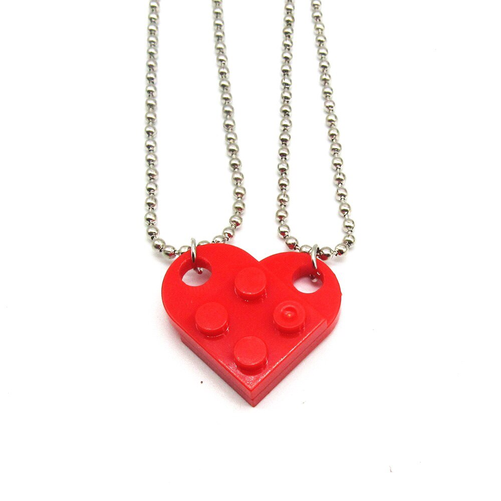 Aveuri Punk Heart Brick Couples Love Necklace For Lovers Women Men Cute Elements Friends Necklaces Valentines Gift Jewelry