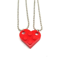 Aveuri Punk Heart Brick Couples Love Necklace For Lovers Women Men Cute Elements Friends Necklaces Valentines Gift Jewelry