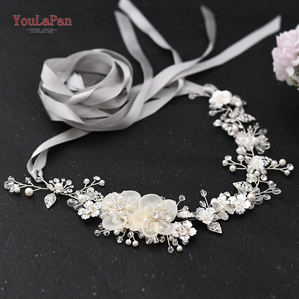 Aveuri SH275 Bridal Belt Silver Rhinestone Sash Belt For Wedding Dress Belts Girls Pearl Belts Bridesmaid Flower Bridal Belt