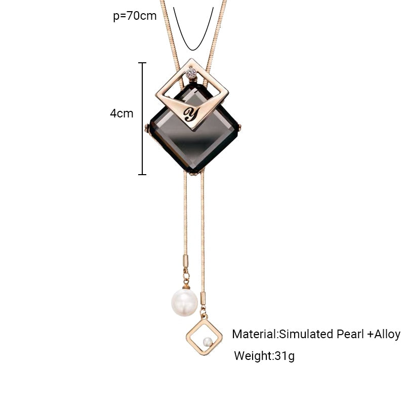 Statement Maxi Fashion Long Necklaces & Pendants for Women Fashion Geometric Necklace Jewelry Collier Femme Collar Accessories