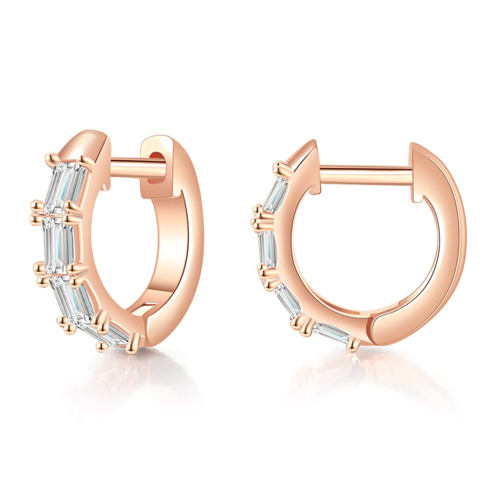 Aveuri  Simple Geometry Stud Earrings For Women OL Mini Zircon Silver Color Allergy Free Daily Gift Fashion Jewelry KAE326