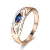 Aveuri Graduation gifts Elegant 6mm Blue Cubic Zircon Stone Band Ring for Women Girls 585 Rose White Gold Rings Engagement Wedding Jewelry GR73