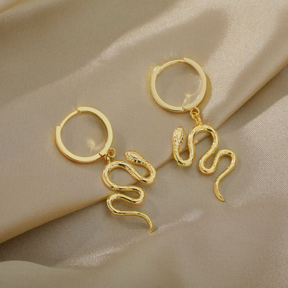 Snake Earrings For Women Stainless Steel Drop Snake Earring Fashion Rock Animal Bohemian Accessories Jewelry Gift Bijoux Femme