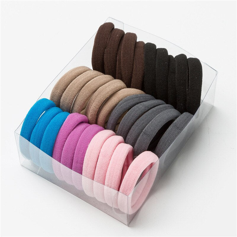 Aveuri Back to school  30Pcs Elastic Hair Accessories For Women Kids Black Pink Blue Rubber Band Ponytail Holder Gum For Hair Ties Scrunchies Hairband